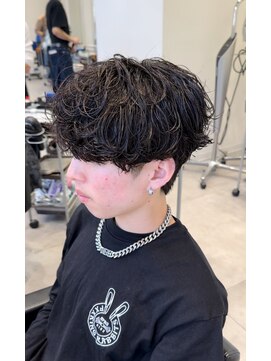 オーシャントーキョー 仙台(OCEAN TOKYO) シャドウパーマショートマッシュツーブロック韓国スパイラル黒髪