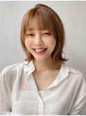 前髪 ボブ 小顔 ミルクティーブロンド"