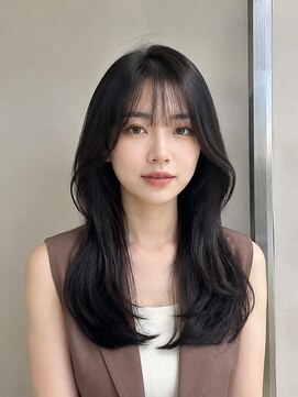 モト 船橋(moto) 韓国ロングレイヤー顔周りカット艶髪ナチュラルブラック船橋