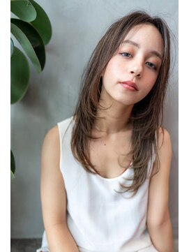 ケアリー 流山おおたかの森(Carelly) 大人かわいい前髪セシルカットココアブラウンフリンジウェーブ