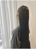 切りっぱなしロング/アッシュブラック/30代/40代/50代