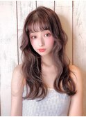 ロングレイヤーグレージュブリーチなしカラー透明感20代30代40代