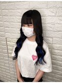 シールエクステ☆エクステ/インナーカラー/BLUE/BLACK