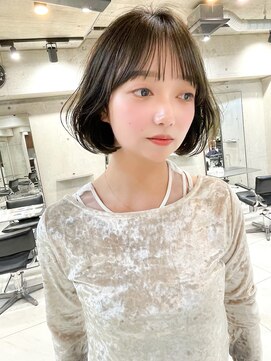 サイン 表参道(SIGN) 韓国ボブグレージュカラーブリーチ無し髪質改善イヤリングカラー