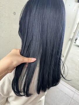 アチーブ ヘア デザイン(achieve hair design) ブルーカラー暗髪美シルエットロング20代30代×エアストレート