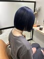 ミリー 梅田店(milly)&nbsp;ぱつっとボブ×ネイビーブルー【ブリーチ2回】