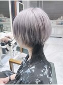 シルバーカラー　ブルーブラック ロングウルフ　韓国マッシュ