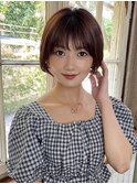 大人可愛い20代30代40代小顔ショートボブ丸み前下がりベルボブ