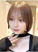 アプリコットオレンジくびれヘアハイライトカラー名古屋ショート