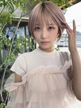 ショートボブ/大人透けピンク/ハイトーンショート/20代