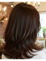 アズグロウヘアー(AS GROW HAIR) 外ハネミディ×ブラウン