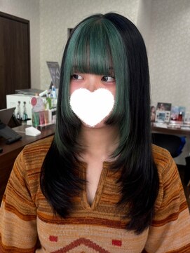 ドォート(Dote hair make) 【菜月style】グリーン×ブラックのデザインカラー