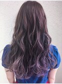 透け感グレージュ×ラベンダーアッシュハイライト