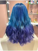 オーシャンブルー/アッシュバイオレット/寒色グラデーション