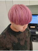 ブリーチカラーピンクマッシュショート