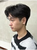 メンズセンターパートニュアンスパーマ毛流れ縮毛矯正刈り上げ
