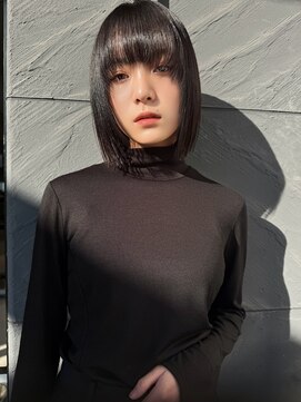 ミンクス 原宿店(MINX) イメチェン 切りっぱなしボブ 美髪 ワイドバング  大人ボブ