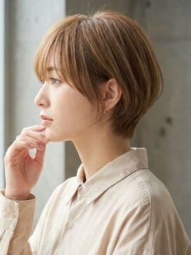 横顔美人☆大人ナチュラルな丸みベージュショート