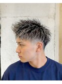 メンズショート｜シルバーメッシュ｜ダブルカラー｜ブリーチ