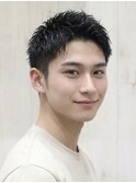 メンズビジネスナチュラルショートツーブロック理容室眉毛カット