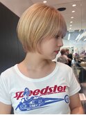 前髪×ハイトーン/丸みショート/シルキーベージュ【横浜モード】