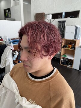 アーク シエル(Ark Ciel) メンズ 無造作カジュアルスパイラルパーマシアー ピンクブラウン