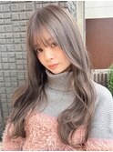 Say.ロングレイヤーホワイトグレージュミニウルフお団子ヘア青山