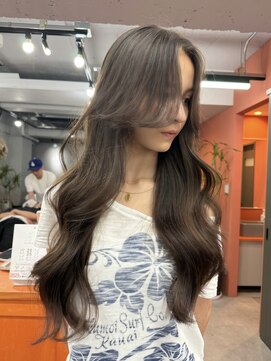 レブ 三条河原町(Reb,) ブリーチなしダブルカラーレイヤーカットミルクティーベージュ