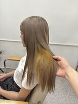 ヘアー アレス(hair ales)&nbsp;ハニーベージュ インナーカラー イエローカラー デザインカラー