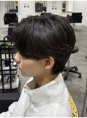 メンズカットセンターパートウルフニュアンスパーマ刈り上げなし