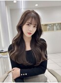 レイヤーカットロング　韓国ヘア