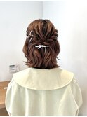 ロープ編みボブハーフアップ