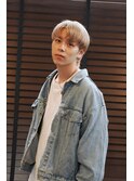 Men’sツーブロックマッシュウルフブリーチベージュカラー