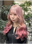ピンクグラデーション／ルーツカラーエンドカラー裾カラー