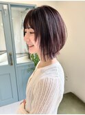 レイヤーボブ/切りっぱなしボブ/ピンクベージュ
