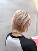 ラテグレージュ顔周りレイヤーボブ韓国巻き結べるレイヤーカット