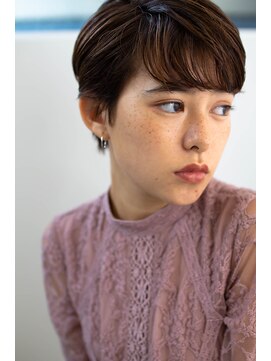 アコロン(acoron) 小顔_デザインカラー_厚めバング_ローライト_スリークボブ