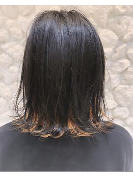 モアナ バイ ヘッドライト 沖縄南風原店(Moana by HEADLIGHT) インナーカラー#オレンジ#ボブ#大人かわいい