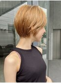 小顔ショートレイヤー／ベージュブラウン／表参道／40代50代