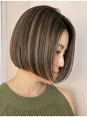 ハイライトバレイヤージュダブルカラーショートカット30代40代