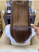 髪質改善艶髪ロングストレート酸熱トリートメントモカブラウン