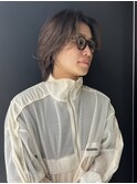 センターパートニュアンスパーマ刈り上げツーブロックメンズヘア