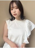 ナチュラル顔まわりレイヤー暗めカラーグランマッシュ