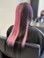 ラピステン 福岡天神 大名店(Lapis)&nbsp;エクステ/ロングウルフ/黒ピンク/インナー/裾カラー/サブカル