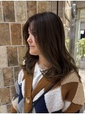 大人可愛いひし形ミディアムレイヤー細めハイライト