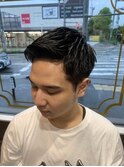 ビジネス黒髪七三セミウエットメンズカット30代40代w1名護大東
