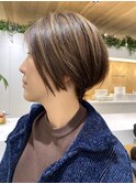 大人ショート/ショートボブ/白髪ぼかしハイライト/銀座/武蔵小杉