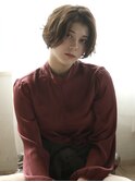 大人ガーリー小顔クールショートウェーブ×ミルクティーアッシュ