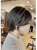 ショートボブ×白髪ぼかしハイライトS 20代30代40代　柏駅
