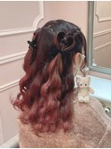 ハートのハーフツインテール【新宿歌舞伎町ヘアメイク^_^】